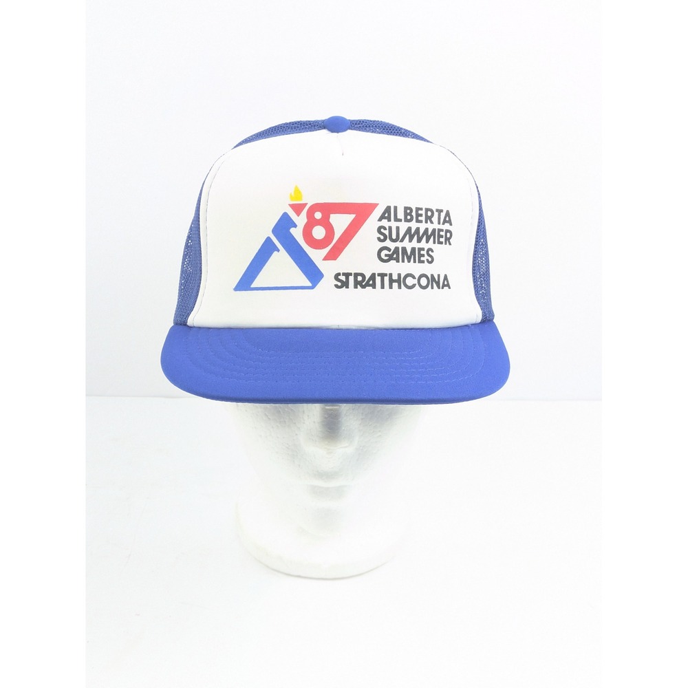 Vintage Alberta Olympic Summer Games 1987 Strathcona Men's Trucker Hat‎ Blue